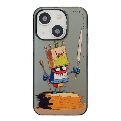 Para iPhone 15 Patrón de Animales Serie de Pintura al Óleo PC + Funda para Teléfono TPU (Payaso) - MOVILSTORE
