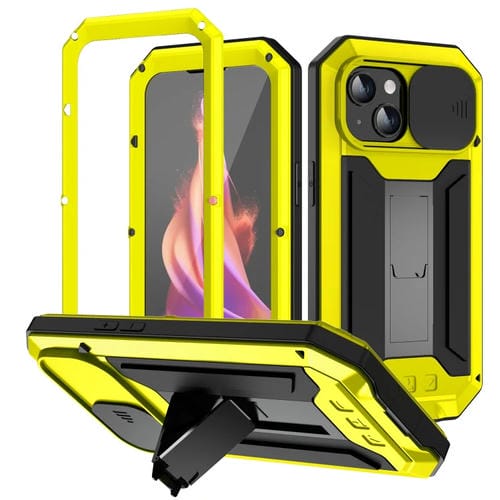Para iPhone 15 R - Just Sliding Camera Life Funda Impermeable para Teléfono con Soporte (Amarillo) - MOVILSTORE