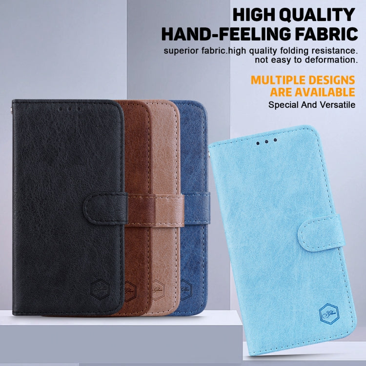 Para iPhone 15 Sensación de Piel Textura de Cuero Aceitoso Funda para Teléfono Pu + TPU (Azul Claro) - MOVILSTORE