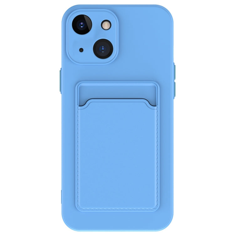 Para iPhone 15 Skin Feel Card Contraste Color Botón TPU Funda para Teléfono (Azul Cielo) - MOVILSTORE
