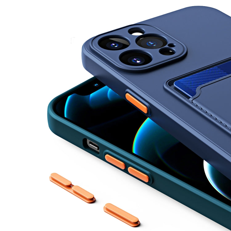 Para iPhone 15 Skin Feel Card Contraste Color Botón TPU Funda para Teléfono (Azul Cielo) - MOVILSTORE