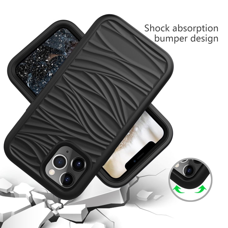 Para iPhone 15 Wave Pattern 3 En 1 Funda de Silicona + PC para Teléfono (Negro) - MOVILSTORE