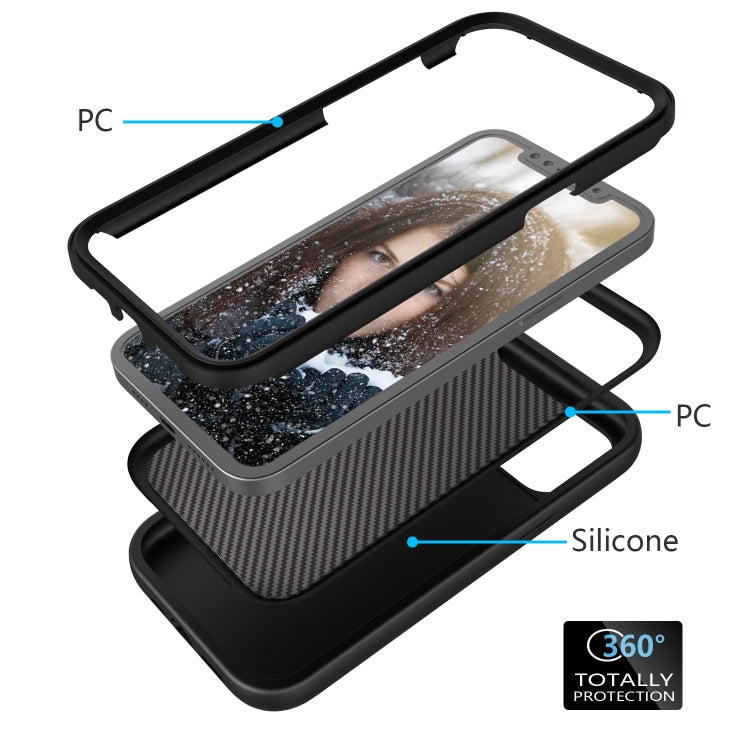 Para iPhone 15 Wave Pattern 3 En 1 Funda de Silicona + PC para Teléfono (Negro) - MOVILSTORE