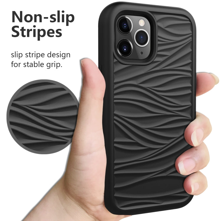 Para iPhone 15 Wave Pattern 3 En 1 Funda de Silicona + PC para Teléfono (Negro) - MOVILSTORE